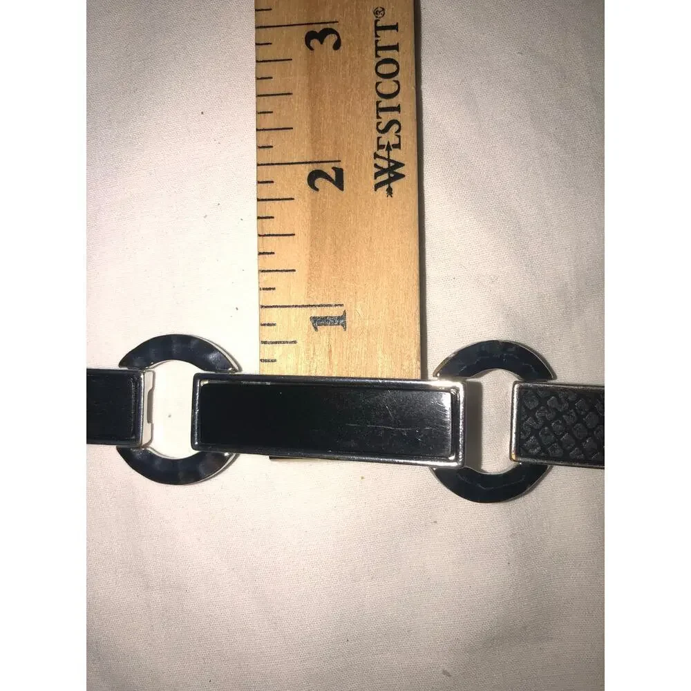 Chicos Chain Link Belt Silver Black Circles OS Hip Grunge Whimsigoth Y2K Indie